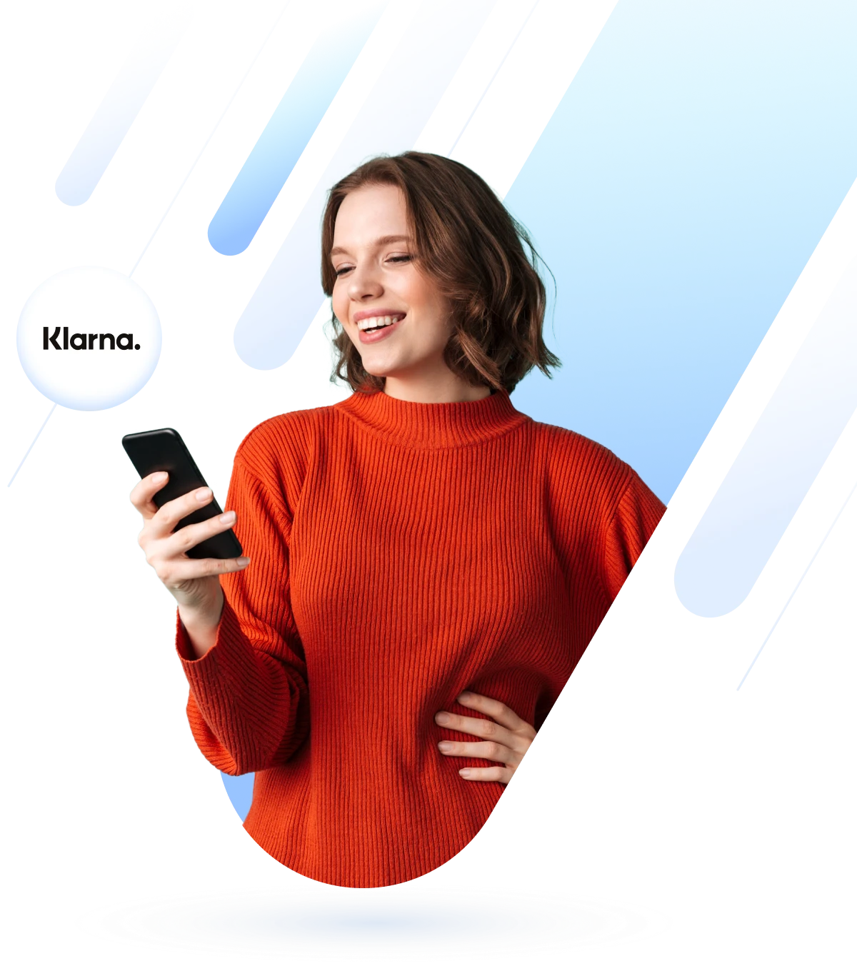 Chica pagando con klarna pay now